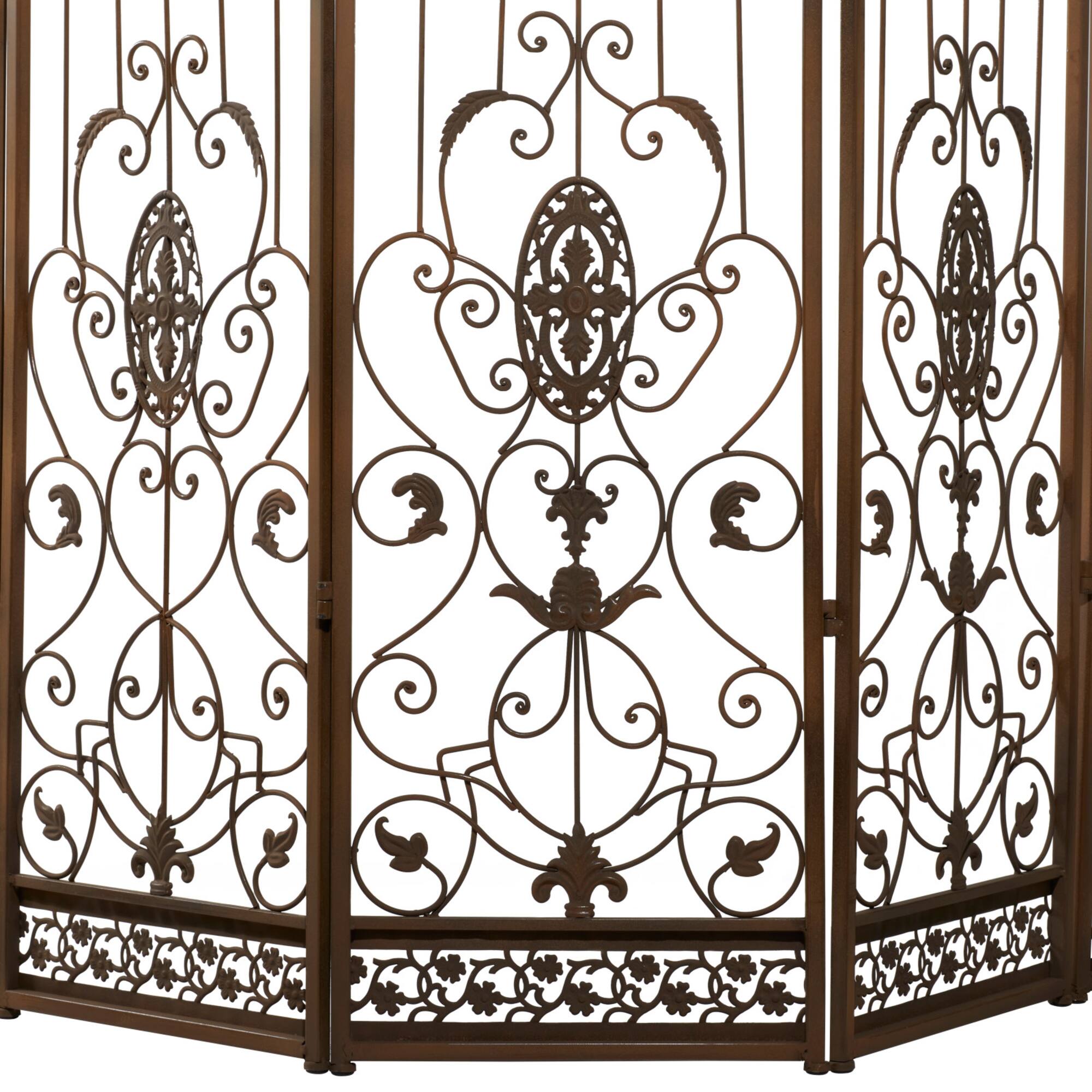 Brown Metal Eclectic Room Divider Screen, 80 " x 80 " x 1 "
